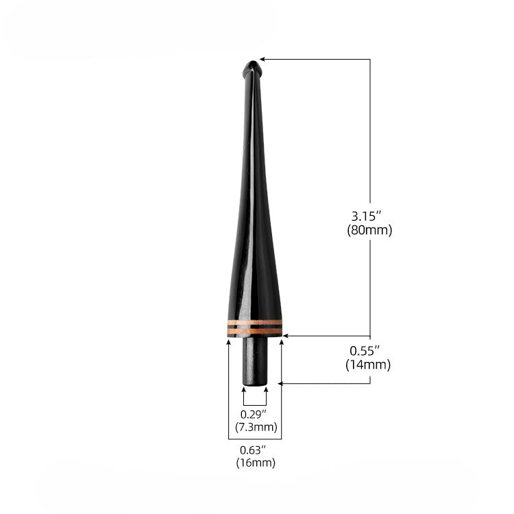 Mundstück Rohling - Straight - Ø16 - L80 - Acryl - Mit Zapfen - Bruyère-Ring - Schwarz - Pfeifenecke