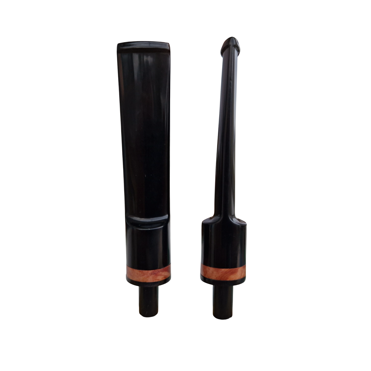 Mundstück Rohling - Straight - Ø16 - L81 - Acryl - Mit Zapfen - Bruyère-Ring - Schwarz - Pfeifenecke