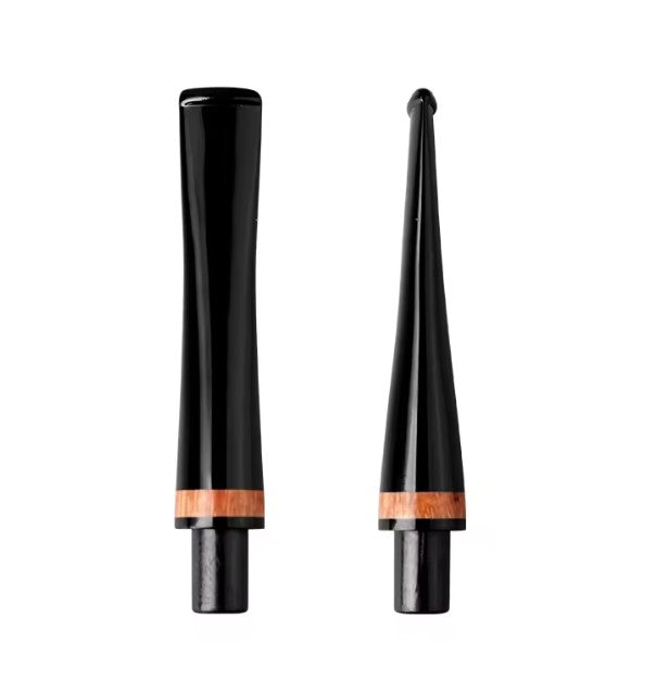 Mundstück Rohling - Straight - Ø16 - L82 - Acryl - Mit Zapfen - Bruyère-Ring - Schwarz - Pfeifenecke