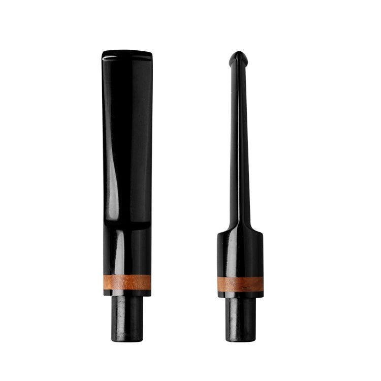 Mundstück Rohling - Straight - Ø16 - L82 - Acryl - Mit Zapfen - Bruyère-Ring - Schwarz - Pfeifenecke