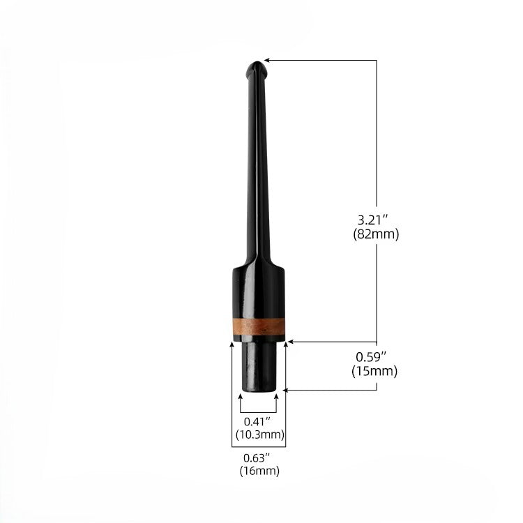 Mundstück Rohling - Straight - Ø16 - L82 - Acryl - Mit Zapfen - Bruyère-Ring - Schwarz - Pfeifenecke