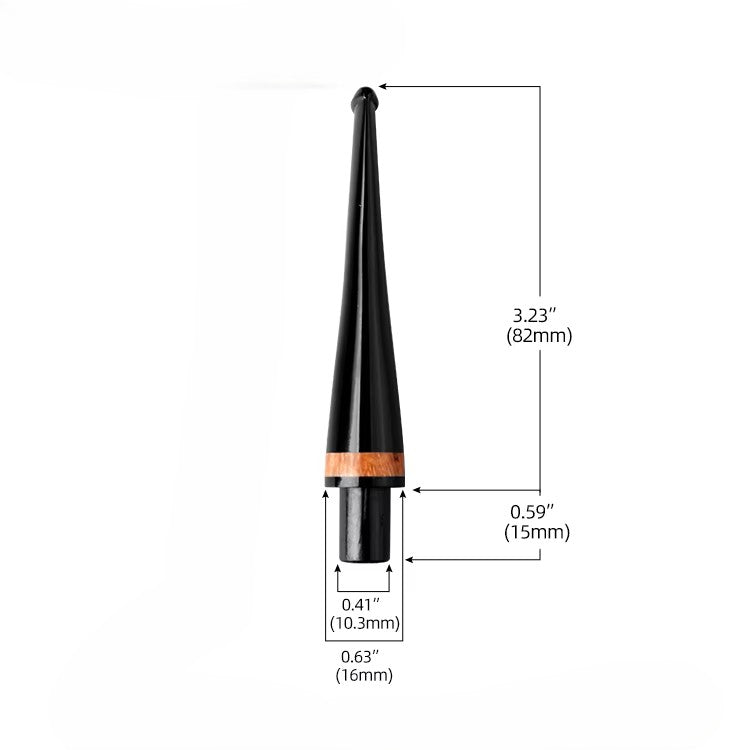 Mundstück Rohling - Straight - Ø16 - L82 - Acryl - Mit Zapfen - Bruyère-Ring - Schwarz - Pfeifenecke