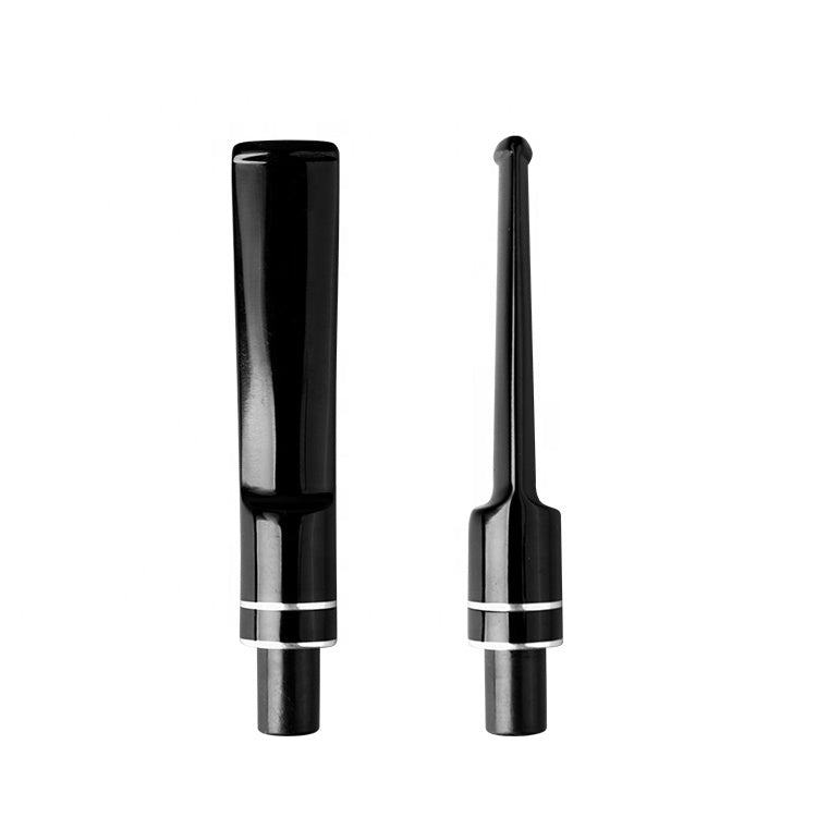 Mundstück Rohling - Straight - Ø16 - L83 - Acryl - Mit Zapfen - Ring - Schwarz - Pfeifenecke