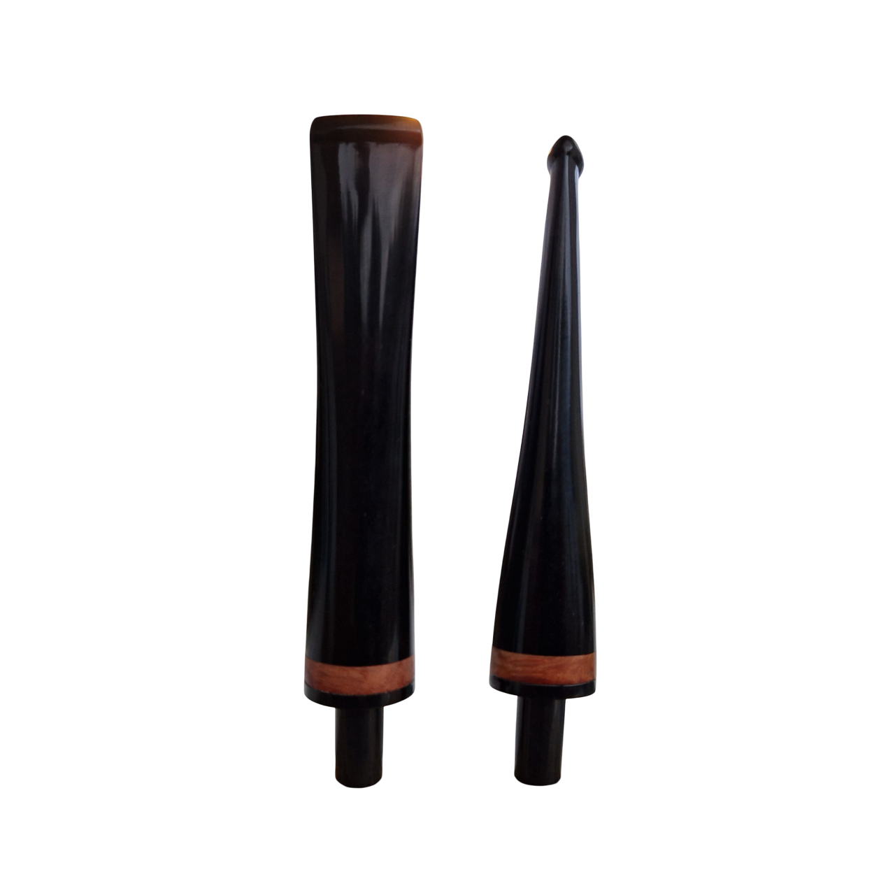 Mundstück Rohling - Straight - Ø17 - L81 - Acryl - Mit Zapfen - Bruyère-Ring - Schwarz - Pfeifenecke