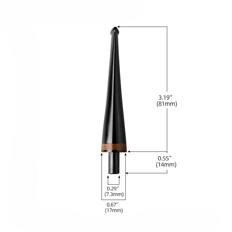 Mundstück Rohling - Straight - Ø17 - L81 - Acryl - Mit Zapfen - Bruyère-Ring - Schwarz - Pfeifenecke