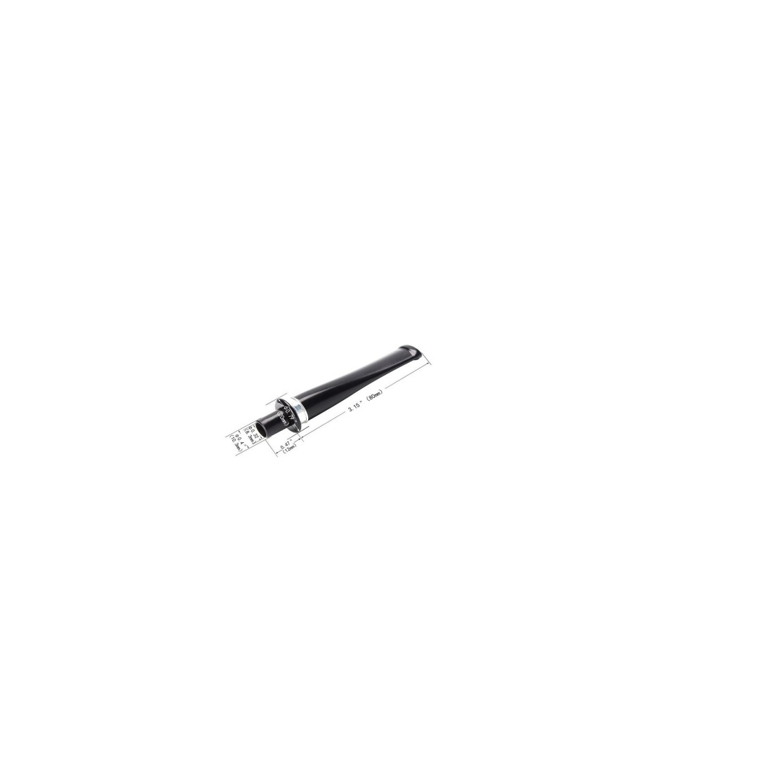 Mundstück Rohling - Straight - Ø20 - L80 - Acryl - Mit Zapfen - Ring - Schwarz - Pfeifenecke
