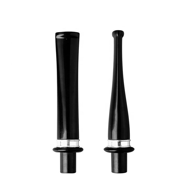 Mundstück Rohling - Straight - Ø20 - L80 - Acryl - Mit Zapfen - Ring - Schwarz - Pfeifenecke