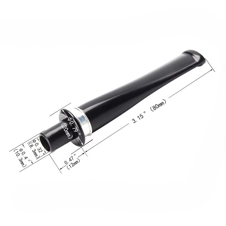 Mundstück Rohling - Straight - Ø20 - L80 - Acryl - Mit Zapfen - Ring - Schwarz - Pfeifenecke