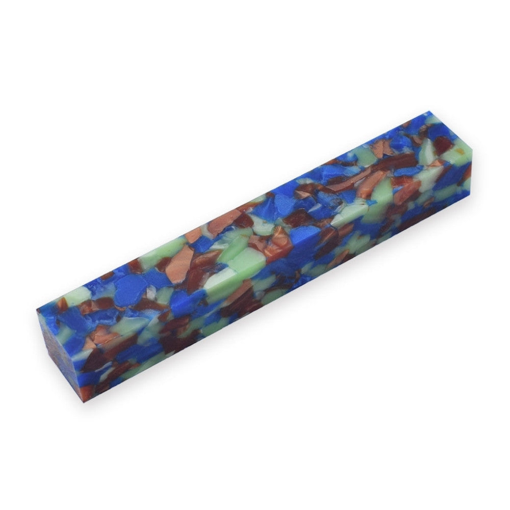 Pen blank - Acryl - 130x20x20 mm - Blau Grün und Braun - Pfeifenecke