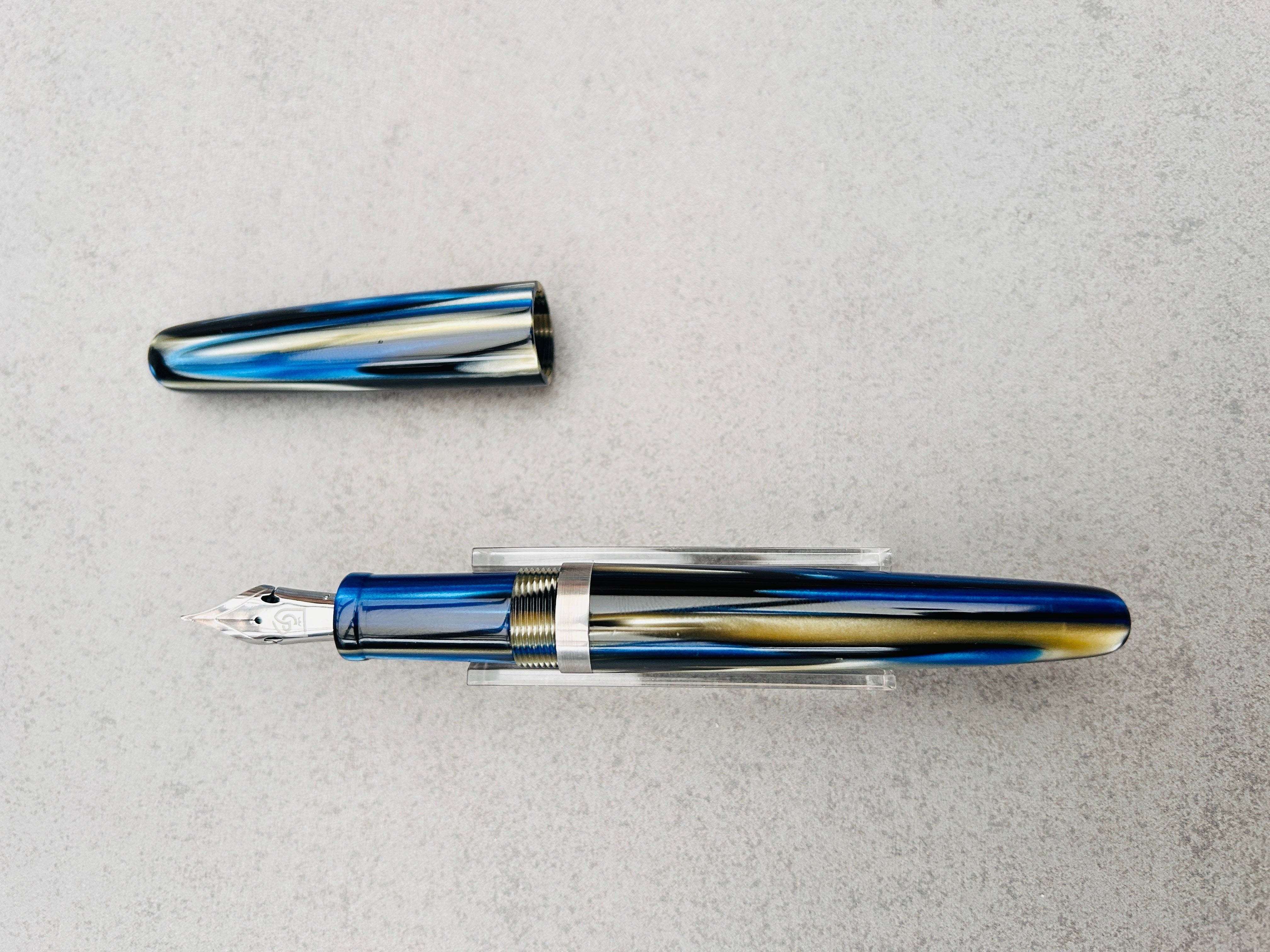 Pen blank - Acryl - 130x20x20 mm - Blau Schwarz Hellbraun - Pfeifenecke