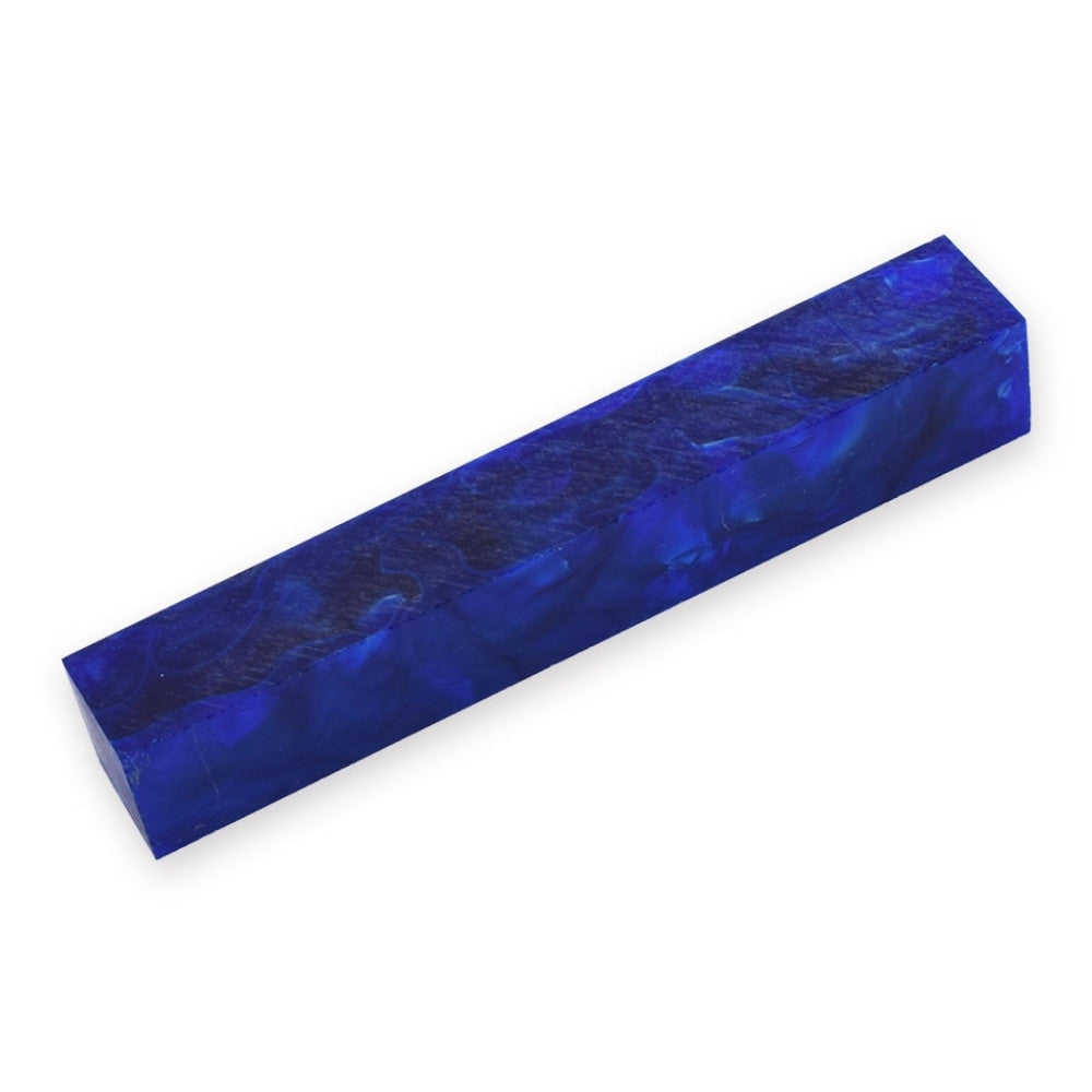 Pen blank - Acryl - 130x20x20 mm - Dunkelblau mit großer weißer Marmorierung - Pfeifenecke