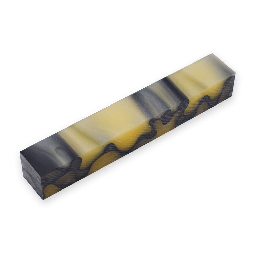 Pen blank - Acryl - 130x20x20 mm - Hellgelb mit schwarzer Linie - Pfeifenecke