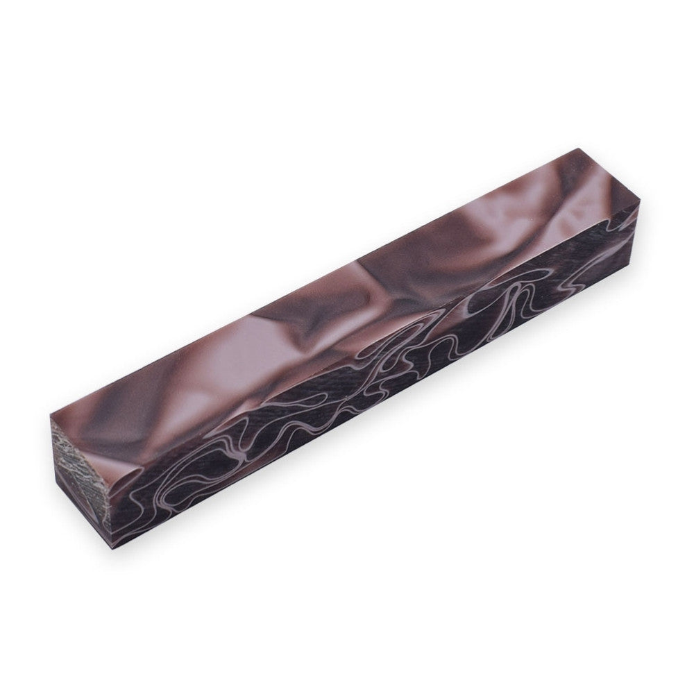 Pen blank - Acryl - 130x20x20 mm - Kaffeebraun mit pinker Linie - Pfeifenecke