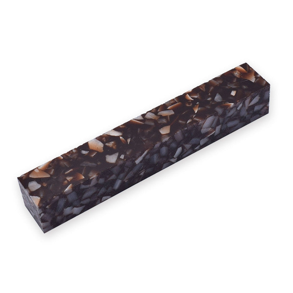 Pen blank - Acryl - 130x20x20 mm - Kaffeebraun mit weißer Marmorierung - Pfeifenecke
