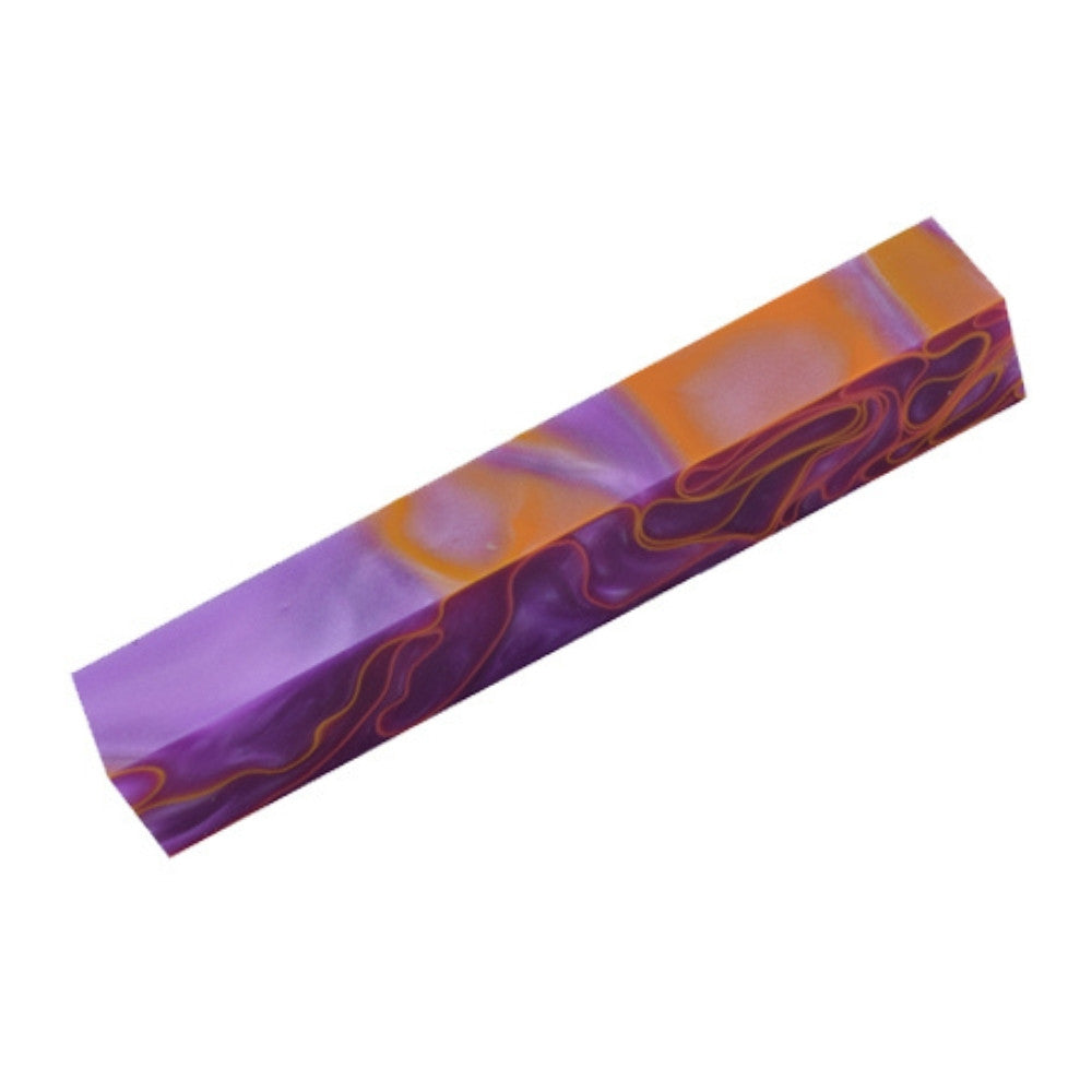 Pen blank - Acryl - 130x20x20 mm - Lila mit gelber/oranger Linie - Pfeifenecke