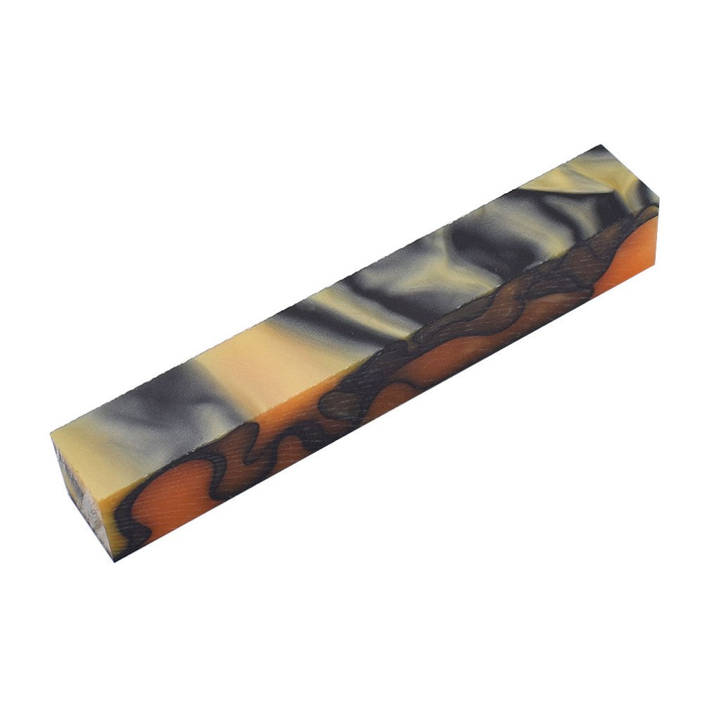 Pen blank - Acryl - 130x20x20 mm - Orange Gelb mit schwarzer Linie - Pfeifenecke