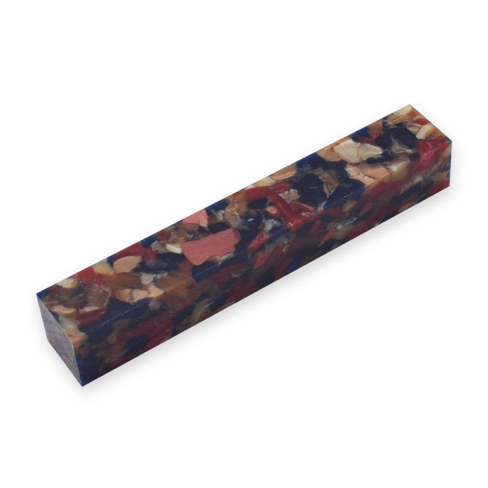 Pen blank - Acryl - 130x20x20 mm - Rot Braun Schwarz und Blau - Pfeifenecke