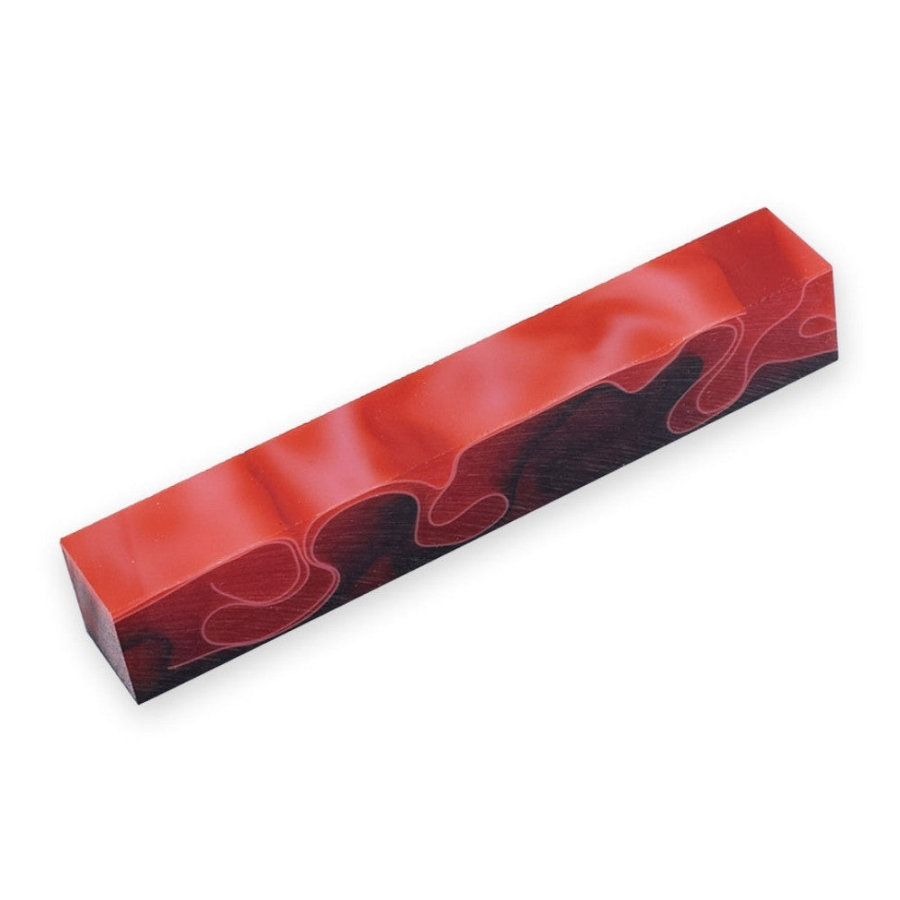 Pen blank - Acryl - 130x20x20 mm - Rot mit weißer und schwarzer Linie - Pfeifenecke