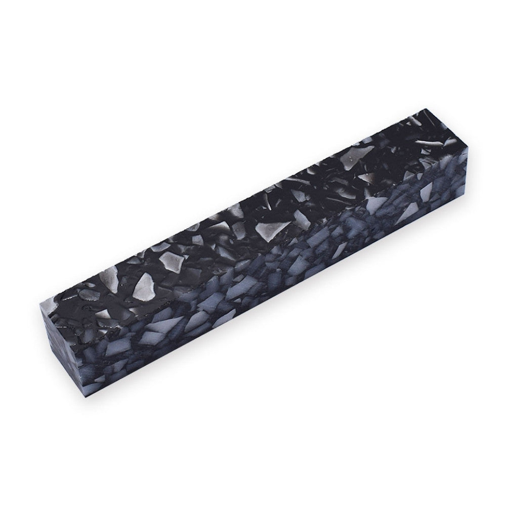 Pen blank - Acryl - 130x20x20 mm - Schwarz mit weißer Marmorierung - Pfeifenecke