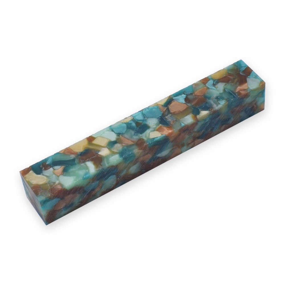 Pen blank - Acryl - 130x20x20 mm - Smaragdgrün und Braun - Pfeifenecke