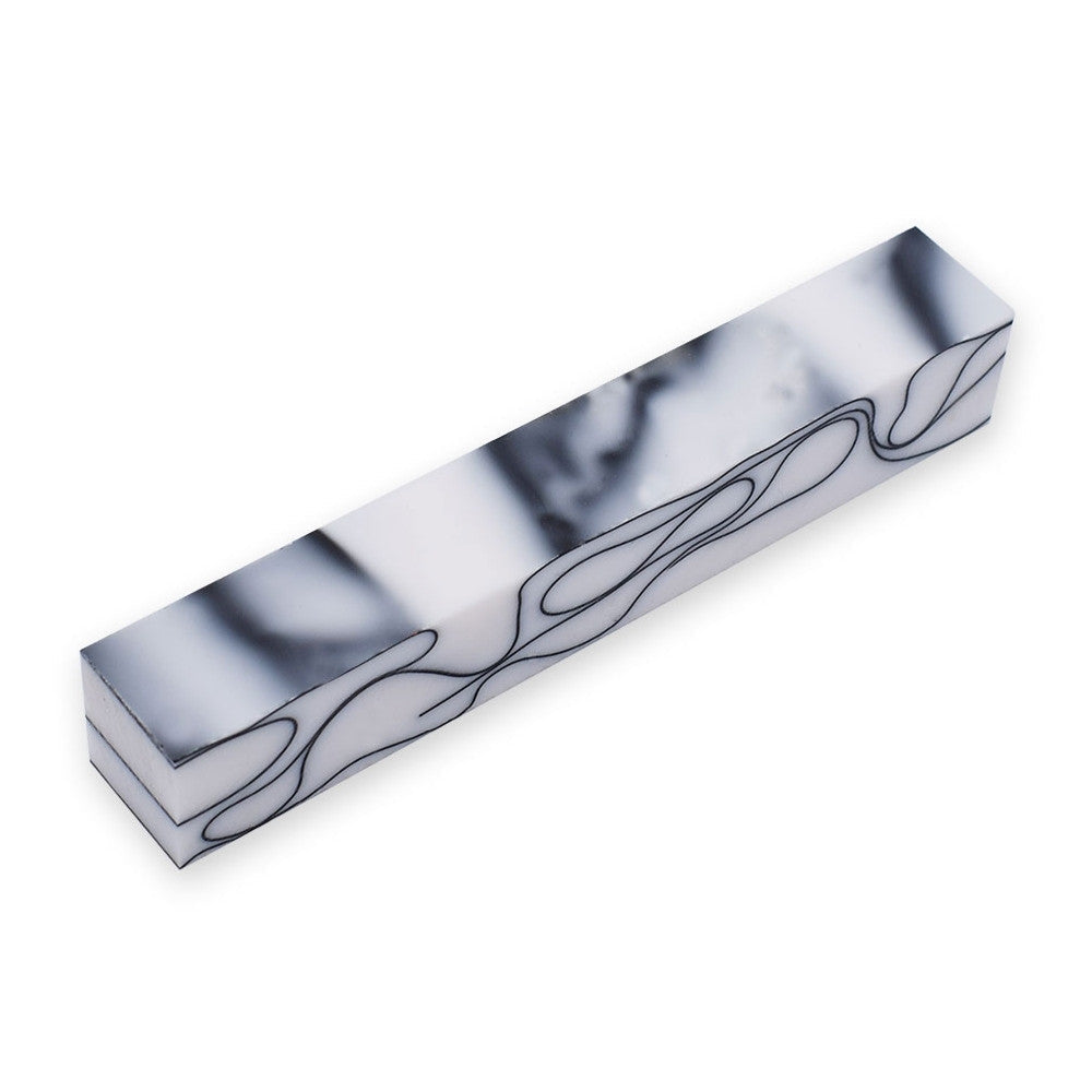 Pen blank - Acryl - 130x20x20 mm - Weiß mit schwarzer Linie - Pfeifenecke