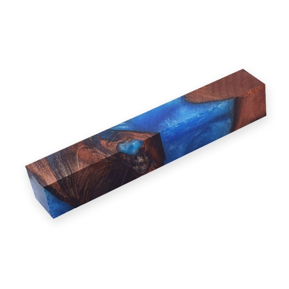 Pen blank - Stabilisiertes Holz - 130x20x20 mm - Rot und Blau - Pfeifenecke