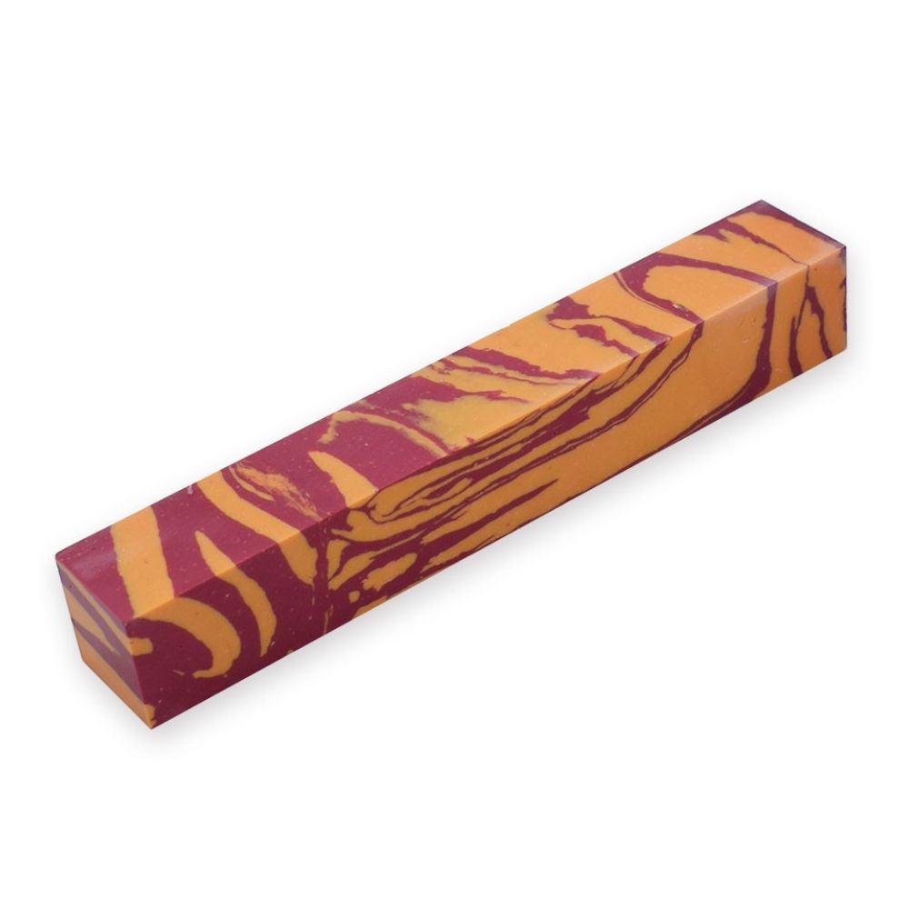Pen blank - Steinlux - 130x18x18 mm - Rot und gelb - Pfeifenecke