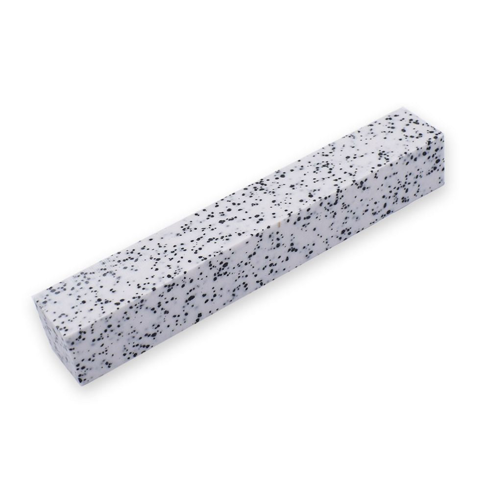 Pen blank - Steinlux - 130x18x18 mm - Weiß mit schwarzen Punkten - Pfeifenecke