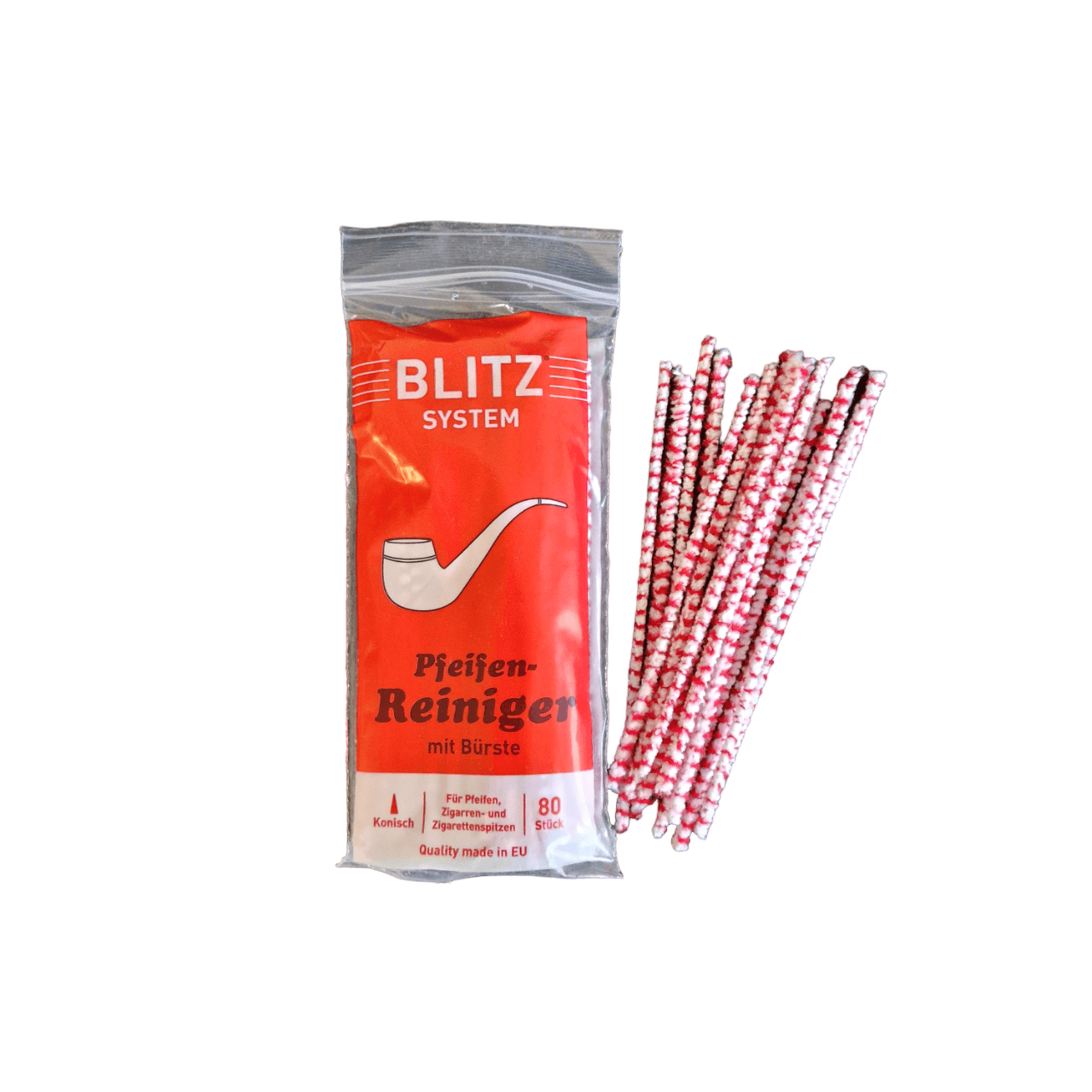 Pfeifenreiniger Blitz rot-weiß Beutel à 80 Stück - Pfeifenecke