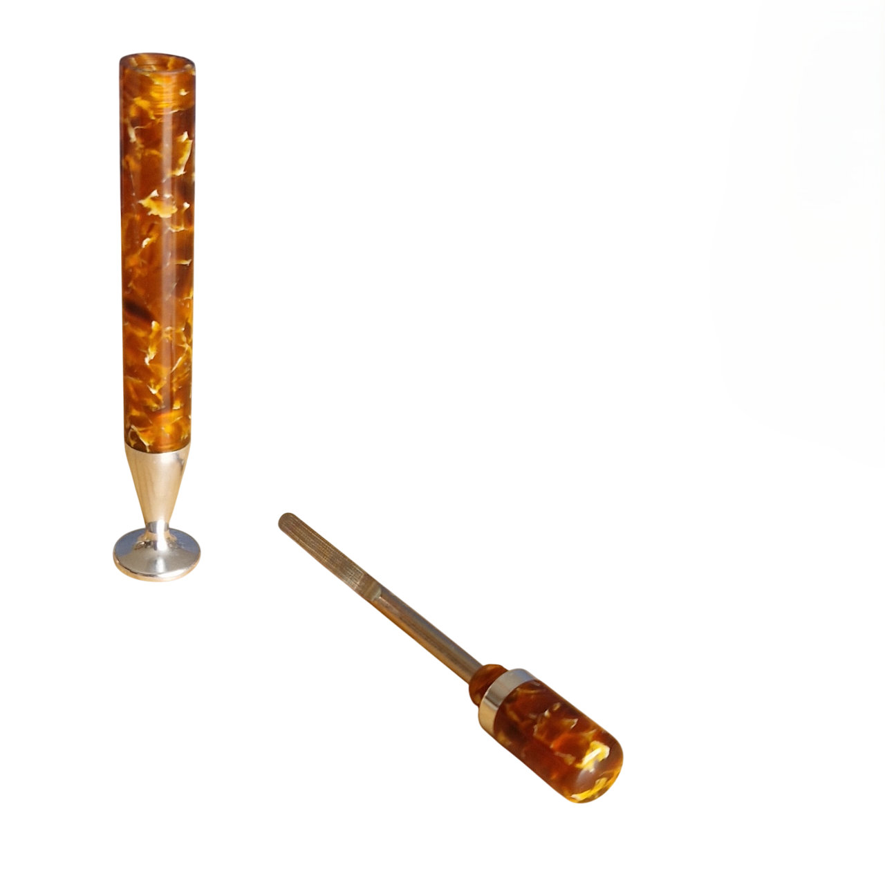 Pfeifenstopfer - 2-teilig - Bernsteinmarmor - Pfeifenecke