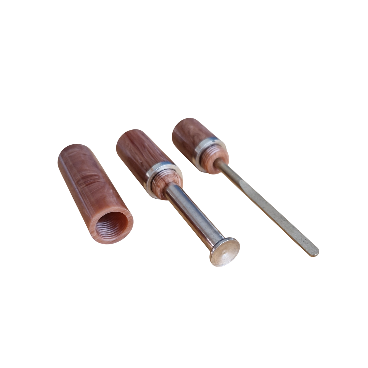 Pfeifenstopfer - 3-teilig - braunes Marmor - Pfeifenecke