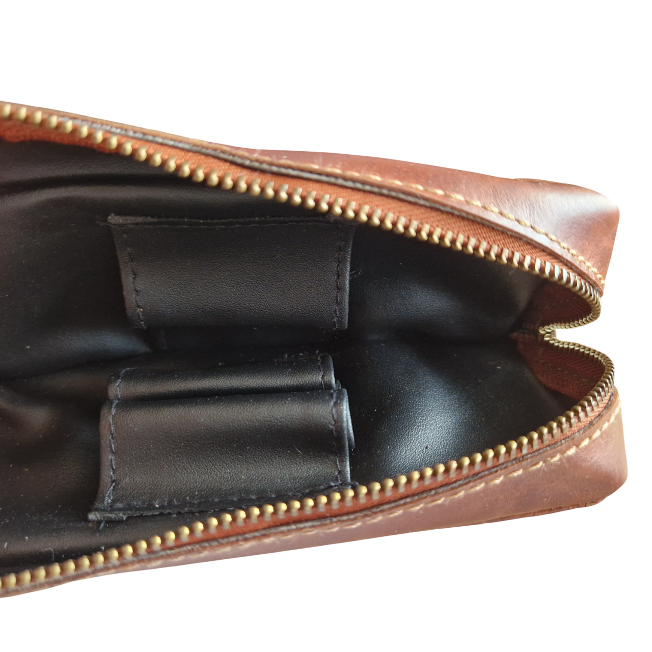 Pfeifentasche Leder braunes Flechtdesign - für 2 Pfeifen - Pfeifenecke