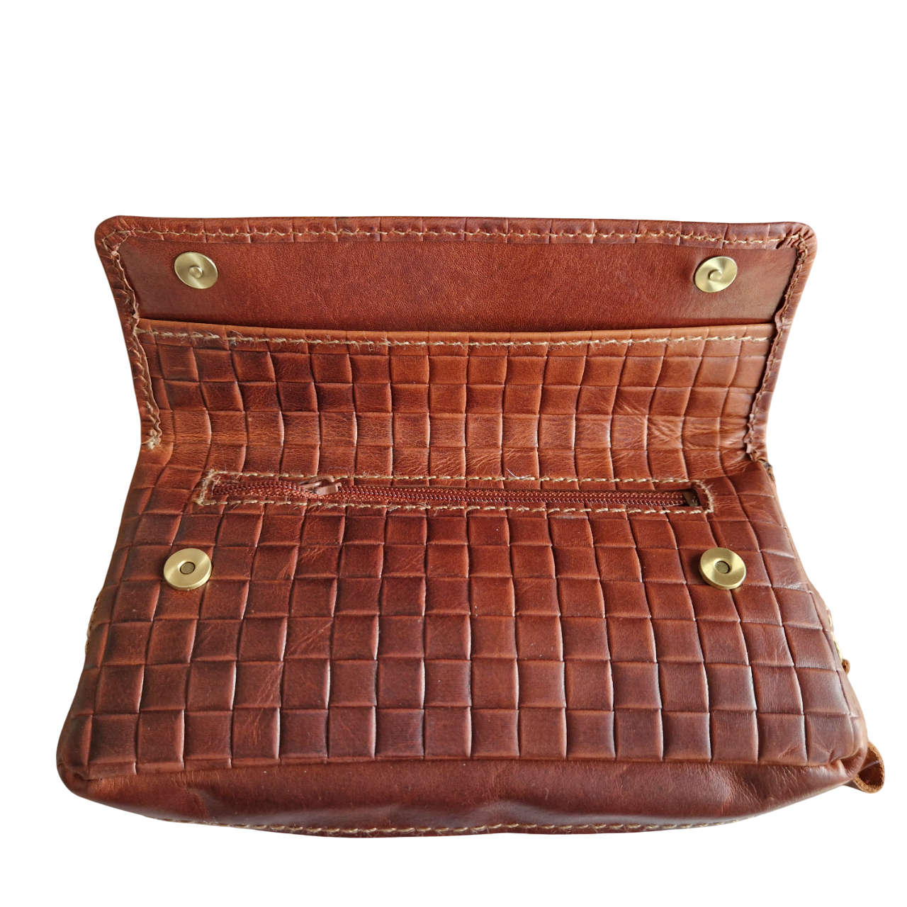 Pfeifentasche Leder braunes Flechtdesign - für 2 Pfeifen - Pfeifenecke