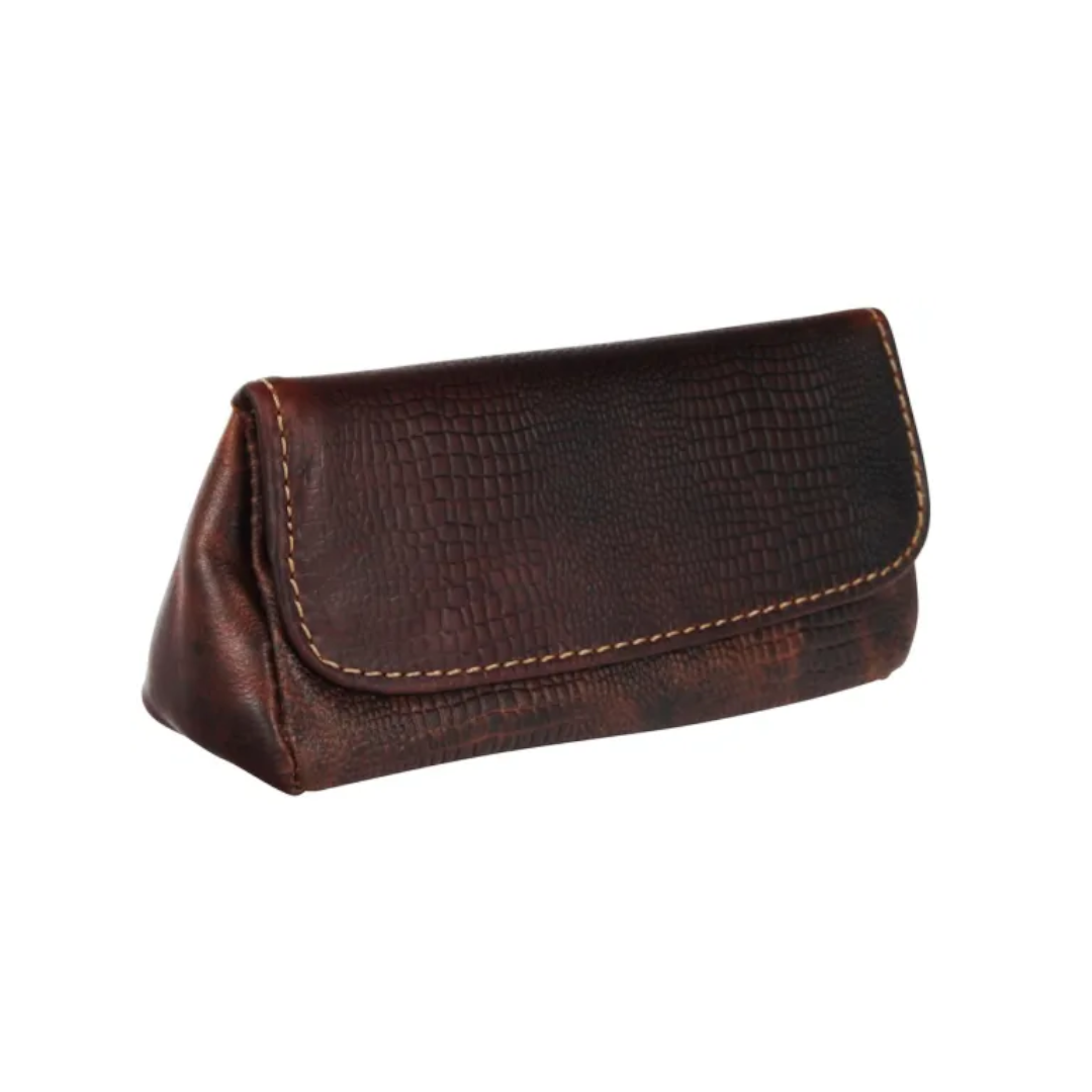 Pfeifentasche Leder Croco - braun - Pfeifenecke