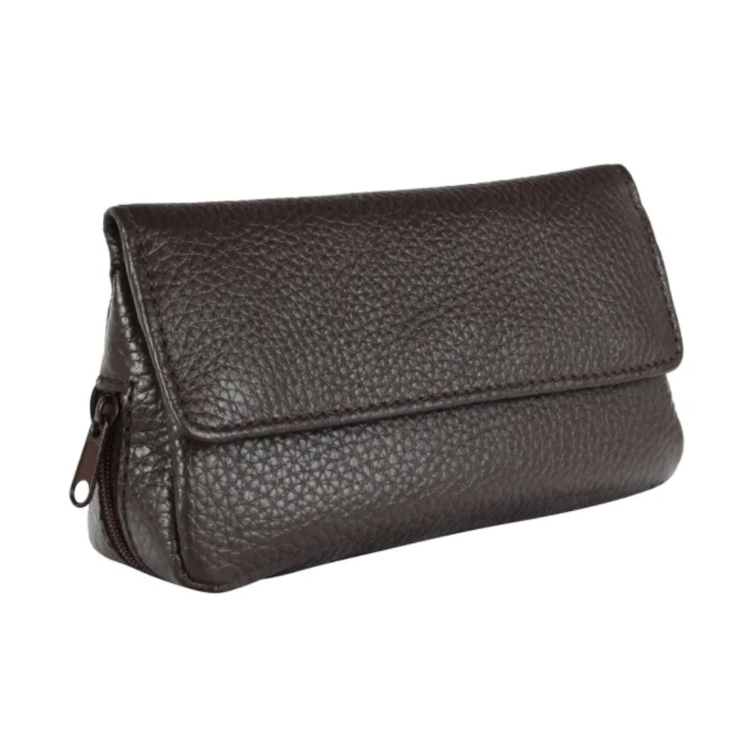 Pfeifentasche Leder dunkelbraun - für 2 Pfeifen - Pfeifenecke