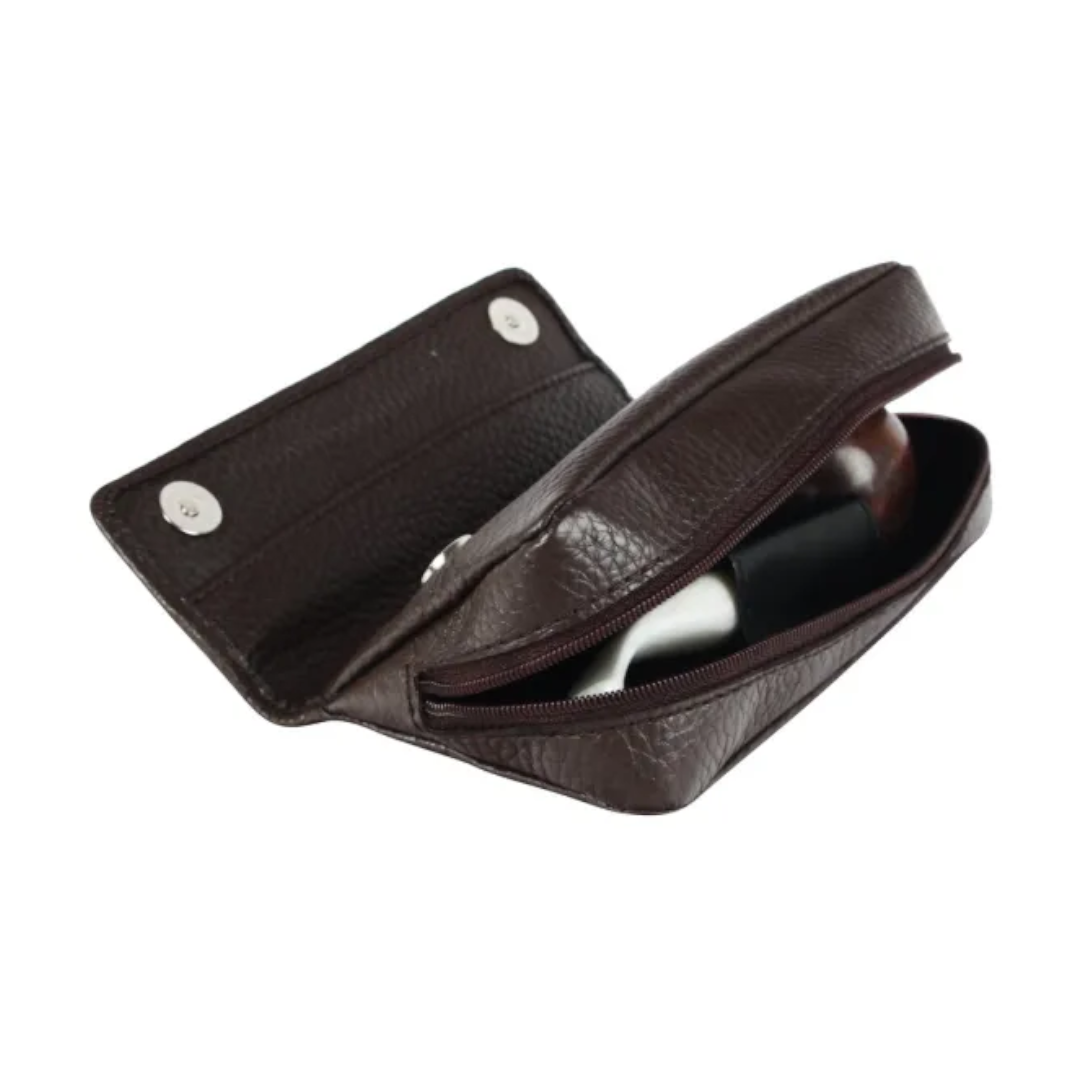 Pfeifentasche Leder dunkelbraun - für 2 Pfeifen - Pfeifenecke