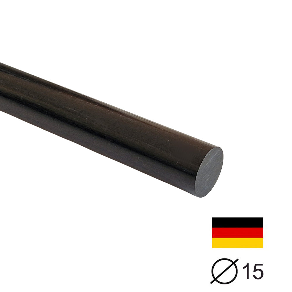 POM - Rundstab - Ø15 - 25 cm - Schwarz - Pfeifenecke