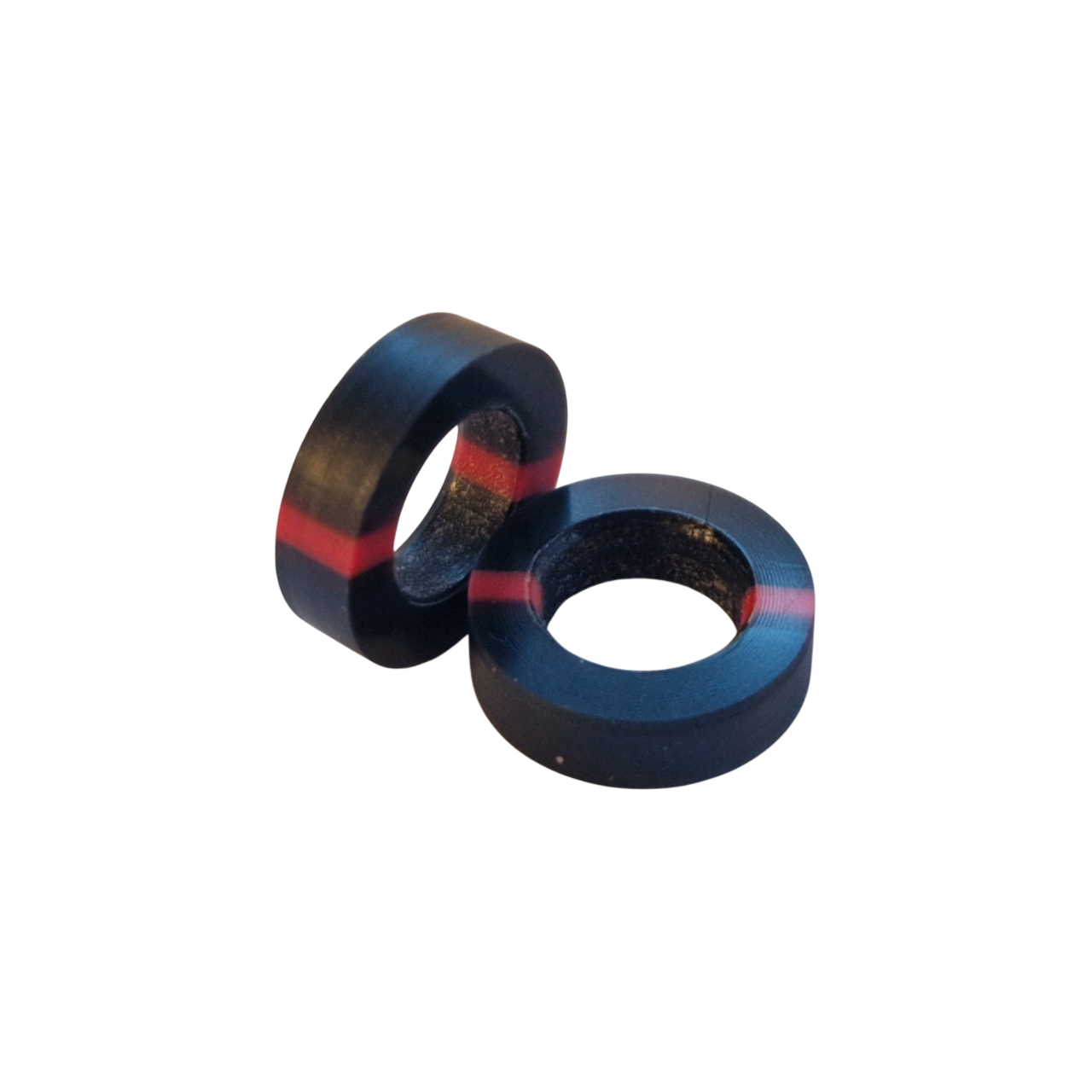 Ring - Ø18 - Acryl - Schwarz mit roten Streifen - Pfeifenecke