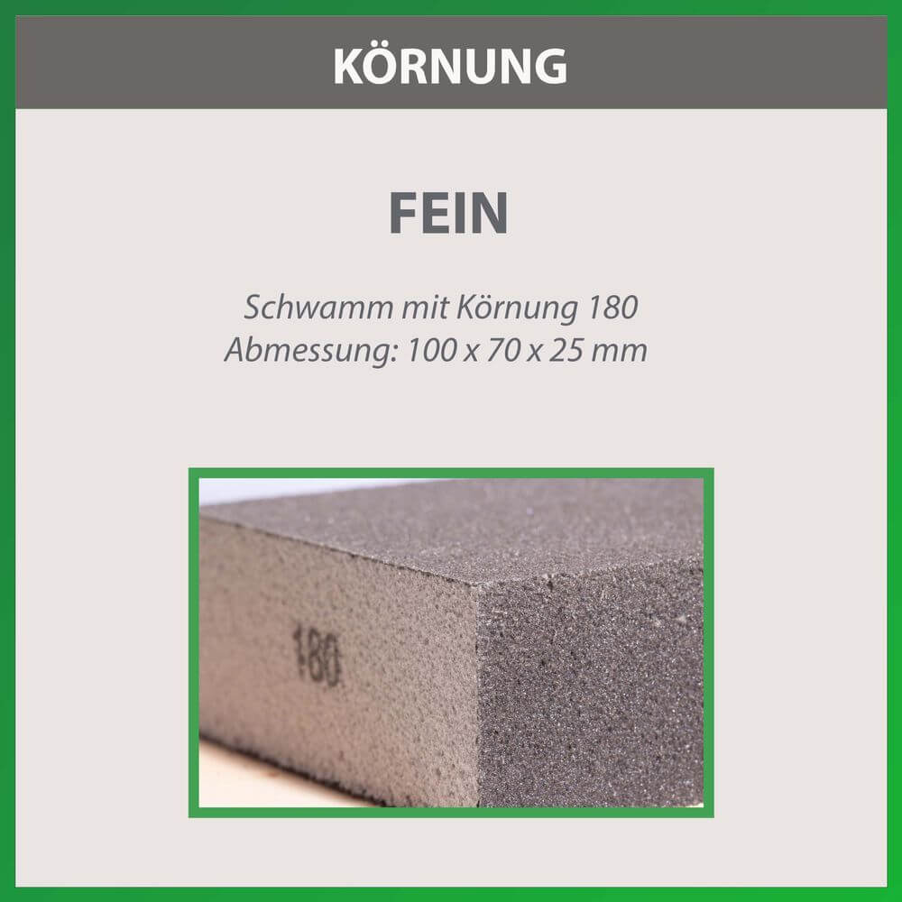 Schleifschwamm Körnung: 180 Schleifbild: ca. P320 - Pfeifenecke