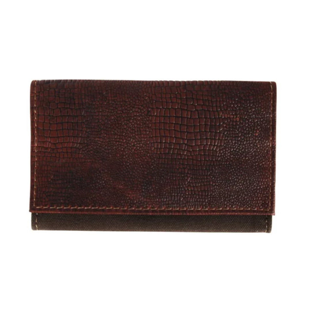 Tabaktasche / Tabakbeutel - Leder Croco braun - Pfeifenecke