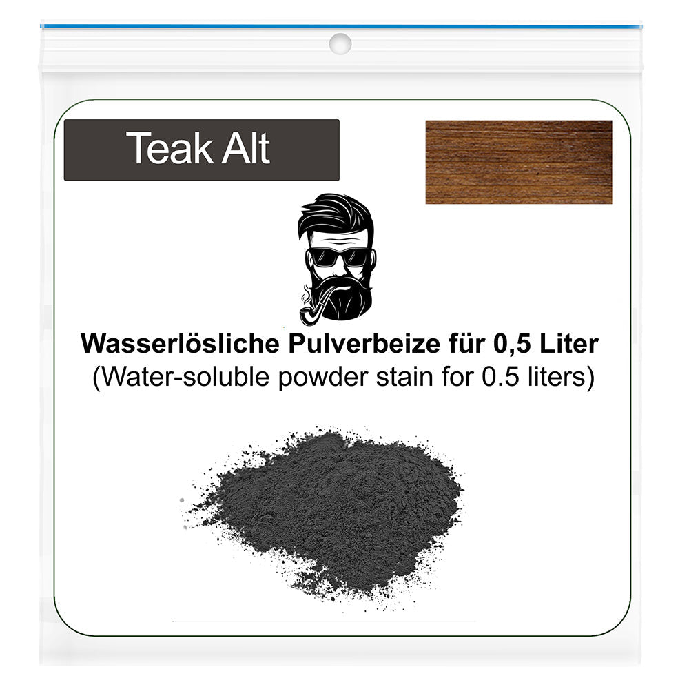 Wasserlösliche Pulverbeize für 0,5 Liter Wasser - Teak Alt - Pfeifenecke