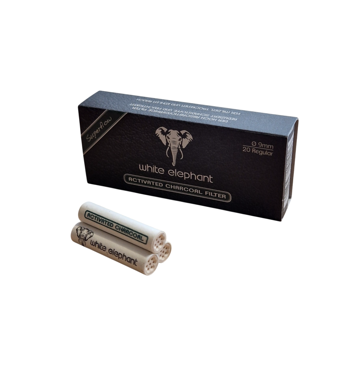 White Elephant - Aktivkohlefilter - 9mm - 20 Filter - Pfeifenecke