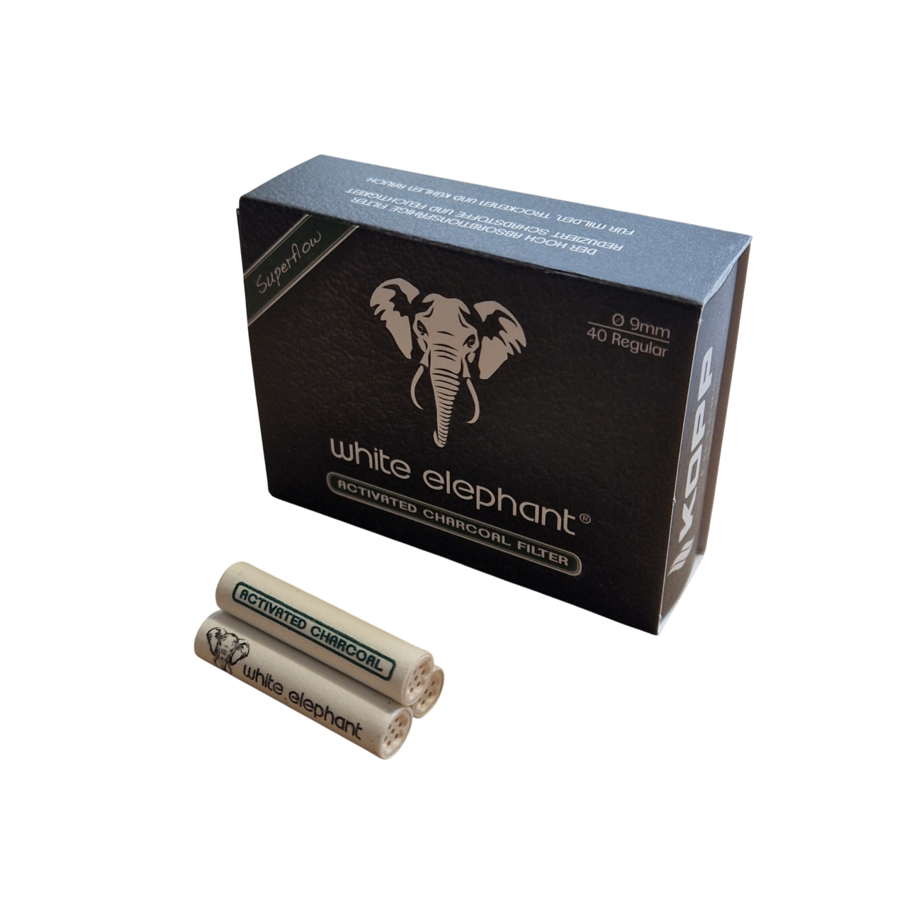 White Elephant - Aktivkohlefilter - 9mm - 40 Filter - Pfeifenecke