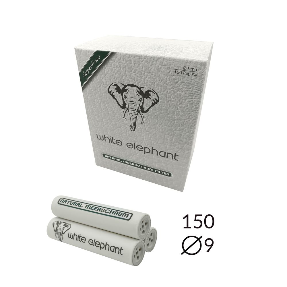 White Elephant - Natur-Meerschaumfilter - 9mm - 150 Filter - Pfeifenecke