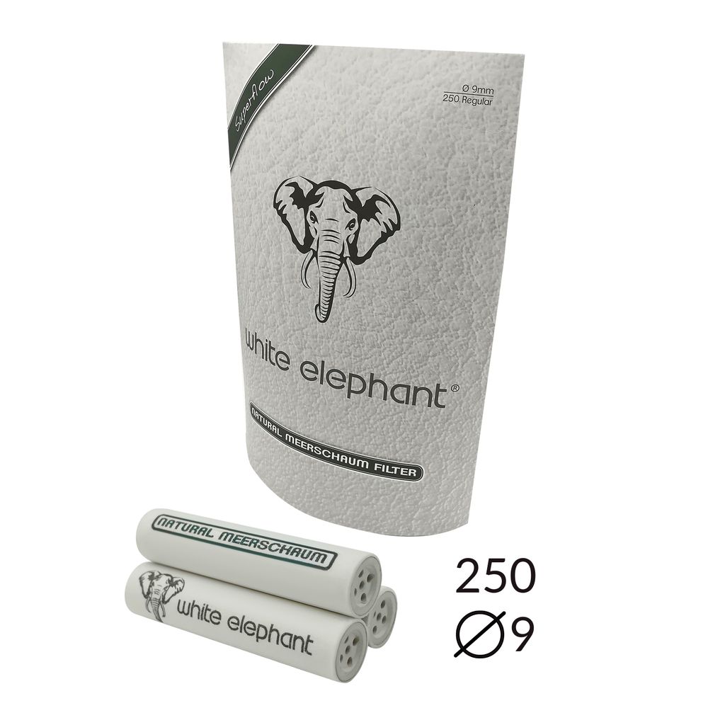 White Elephant - Natur-Meerschaumfilter - 9mm - 250 Filter - Pfeifenecke