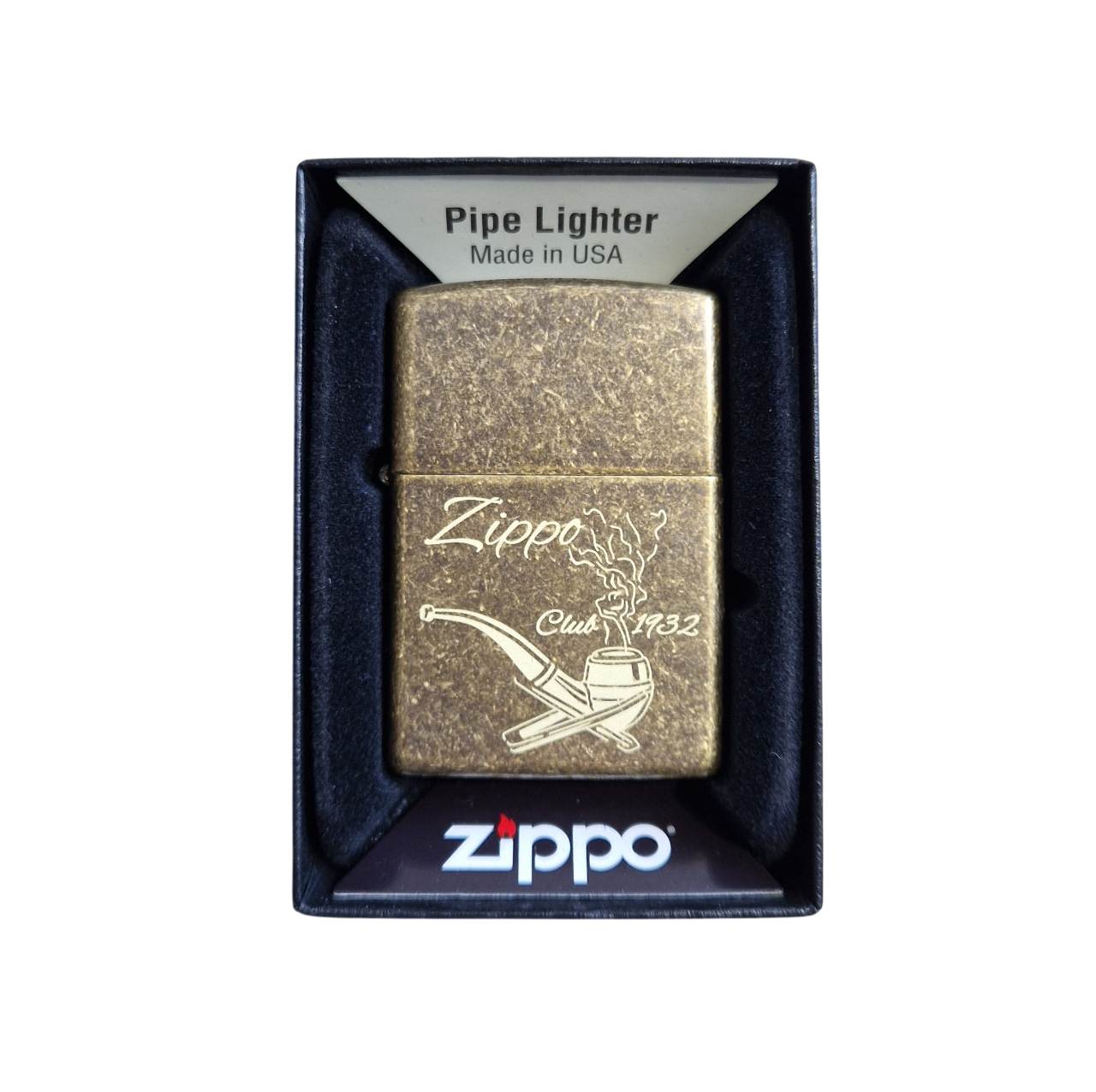 ZIPPO Pfeifenfeuerzeug ’Club 1932’’ Antique Brass - Pfeifenecke